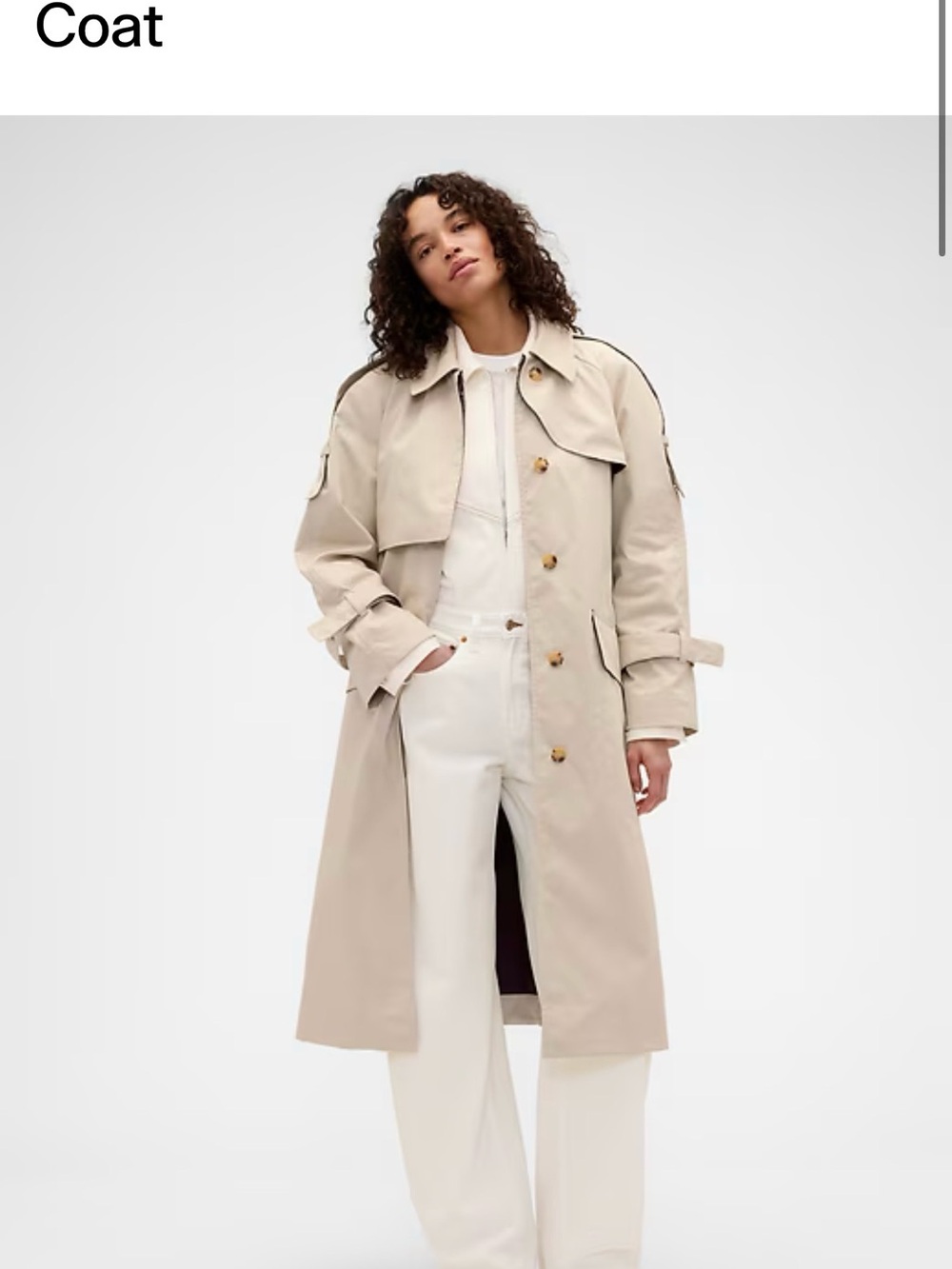 GAP x Victoria Beckham Beige Trench Coat with Button Front